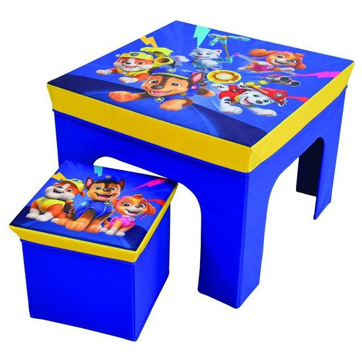 Ensemble table et tabouret de rangement - Pat'Patrouille - FUN HOUSE - Pliable - Mobilier enfant