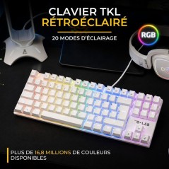 Clavier Gamer - Mécanique Switch Rouge - Rainbow - TKL - Blanc RGB