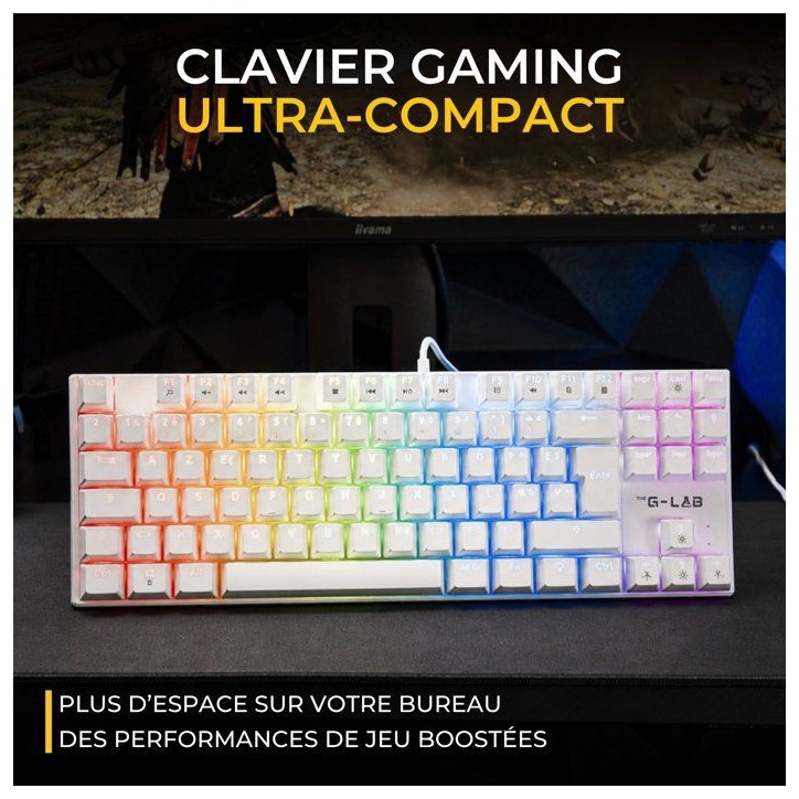 Clavier Gamer - Mécanique Switch Rouge - Rainbow - TKL - Blanc RGB Clavier Gamer - Mécanique Switch Rouge - Rainbow - TKL - Blanc RGB