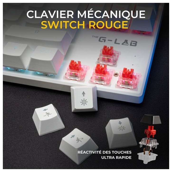 Clavier Gamer - Mécanique Switch Rouge - Rainbow - TKL - Blanc RGB Clavier Gamer - Mécanique Switch Rouge - Rainbow - TKL - Blanc RGB