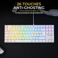 Clavier Gamer - Mécanique Switch Rouge - Rainbow - TKL - Blanc RGB
