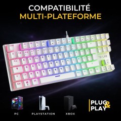 Clavier Gamer - Mécanique Switch Rouge - Rainbow - TKL - Blanc RGB