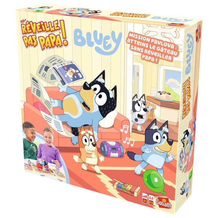 Réveille pas papa Bluey - jeu de société - GOLIATH - suspense et hasard Réveille pas papa Bluey - jeu de société - GOLIATH - suspense et hasard