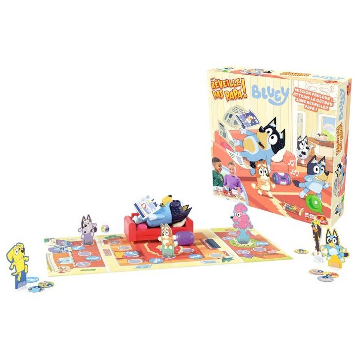 Réveille pas papa Bluey - jeu de société - GOLIATH - suspense et hasard Réveille pas papa Bluey - jeu de société - GOLIATH - suspense et hasard