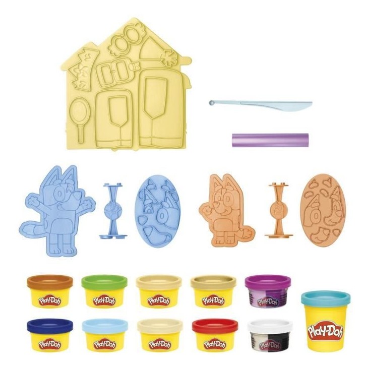 Play-Doh Bluey se déguise, Coffret avec 11 pots de pâte a modeler Bluey et a sa soeur Bingo, des 3 ans Play-Doh Bluey se déguise, Coffret avec 11 pots de pâte a modeler Bluey et a sa soeur Bingo, des 3 ans