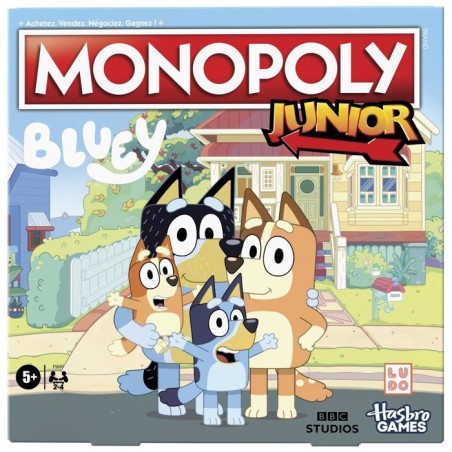 Monopoly Junior : édition Bluey, jeu de plateau pour enfants, des 5
