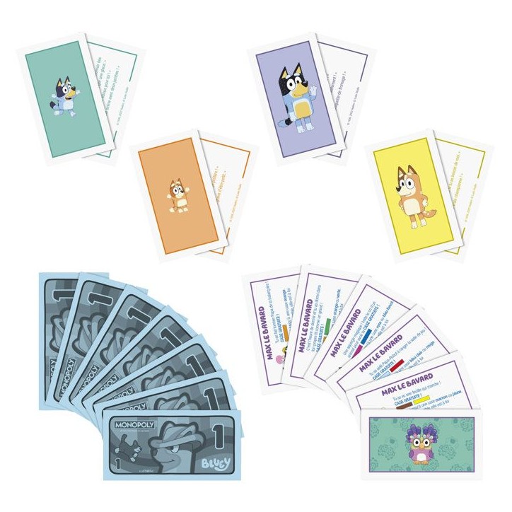 Monopoly Junior : édition Bluey, jeu de plateau pour enfants, des 5 ans, pour pions Bluey, Bingo, Papa et Maman