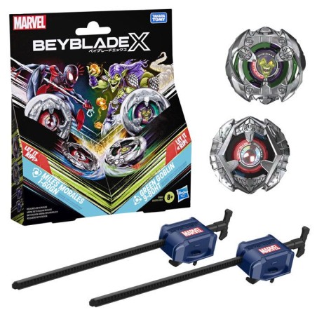 Beyblade X Miles Morales 1-60GN contre Green Goblin 9-80HT, 2 toupies