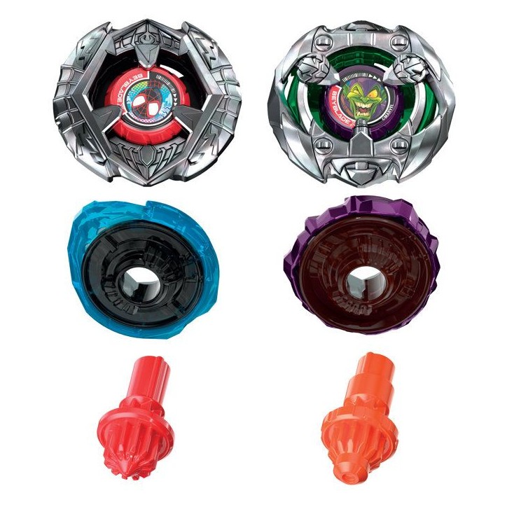 Beyblade X Miles Morales 1-60GN contre Green Goblin 9-80HT, 2 toupies de compétition Takara Tomy, 2 lanceurs, des 8 ans