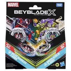 Beyblade X Miles Morales 1-60GN contre Green Goblin 9-80HT, 2 toupies