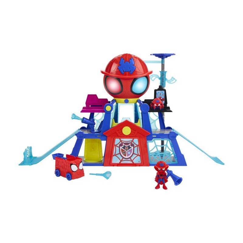 Spidey QG Rescue-Webs, coffret avec véhicule et figurines de 7,5 cm,