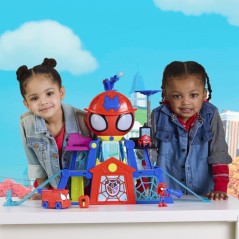Spidey QG Rescue-Webs, coffret avec véhicule et figurines de 7,5 cm,