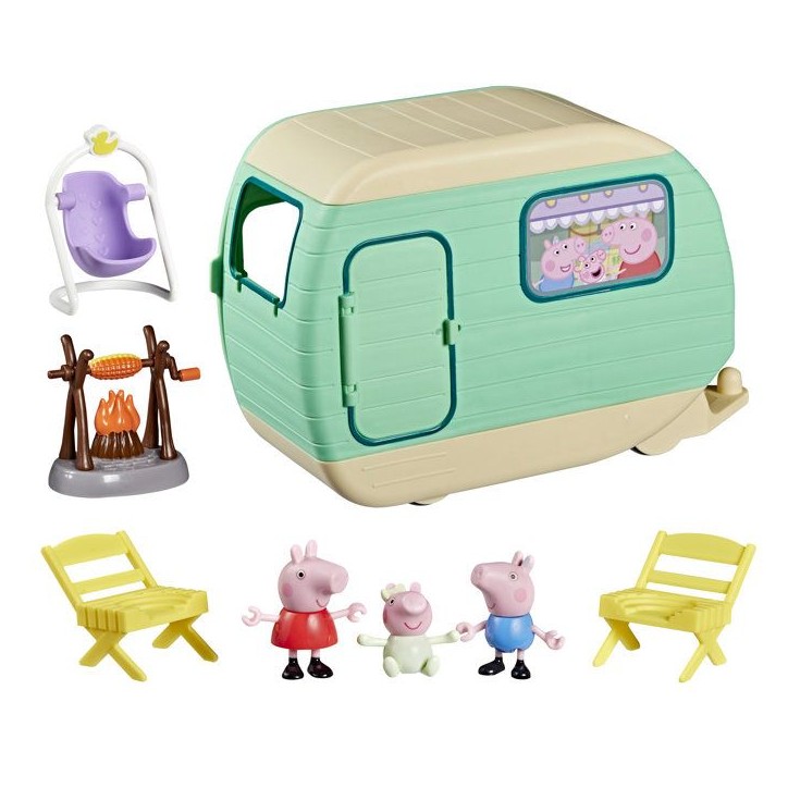 Peppa Pig La caravane des trois petits cochons, coffret de 3 figurines avec Bébé Evie, jouets préscolaires pour enfants, des Peppa Pig La caravane des trois petits cochons, coffret de 3 figurines avec Bébé Evie, jouets préscolaires pour enfants, des