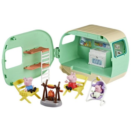 Peppa Pig La caravane des trois petits cochons, coffret de 3 figurines avec Bébé Evie, jouets préscolaires pour enfants, des