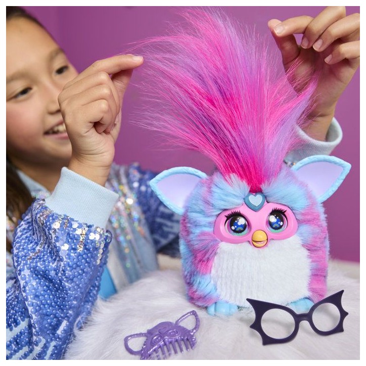 Furby Vibes Framboise bleue, peluche électronique interactive pour filles et garçons, des 6 ans Furby Vibes Framboise bleue, peluche électronique interactive pour filles et garçons, des 6 ans