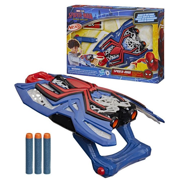 Nerf Blaster Spiderman lance-toiles, jouet de déguisement de super-héros, Marvel Studios Spider-Man: Brand New Day, des 5 ans Nerf Blaster Spiderman lance-toiles, jouet de déguisement de super-héros, Marvel Studios Spider-Man: Brand New Day, des 5 ans