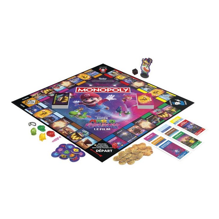 Monopoly Super Mario Galaxy Le Film, jeu de plateau I jeu familial amusant pour enfants, ados et adultes, 2 a 6 joueurs, des 8 a