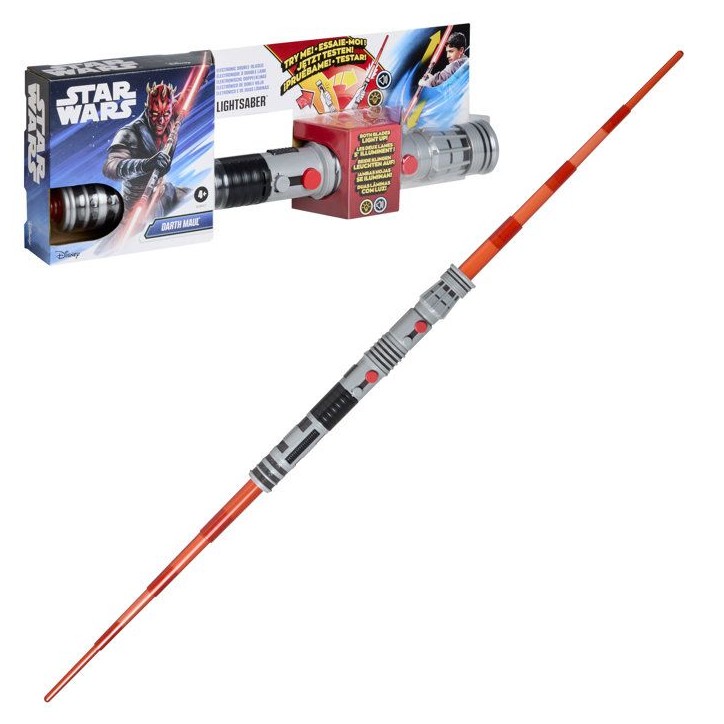 Sabre laser de Dark Maul a double lame électronique de Star Wars, sabre laser rouge sous licence officielle, convient aux dégu Sabre laser de Dark Maul a double lame électronique de Star Wars, sabre laser rouge sous licence officielle, convient aux dégu