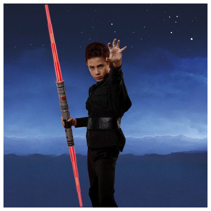 Sabre laser de Dark Maul a double lame électronique de Star Wars, sabre laser rouge sous licence officielle, convient aux dégu Sabre laser de Dark Maul a double lame électronique de Star Wars, sabre laser rouge sous licence officielle, convient aux dégu