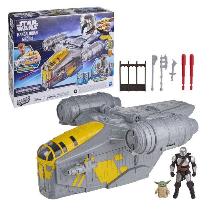 Véhicule Mandalorian Razor Crest et coffret 2-en-1 de 35 cm et figurines Mandalorien et Grogu, jouets pour enfants, des 4 ans Véhicule Mandalorian Razor Crest et coffret 2-en-1 de 35 cm et figurines Mandalorien et Grogu, jouets pour enfants, des 4 ans