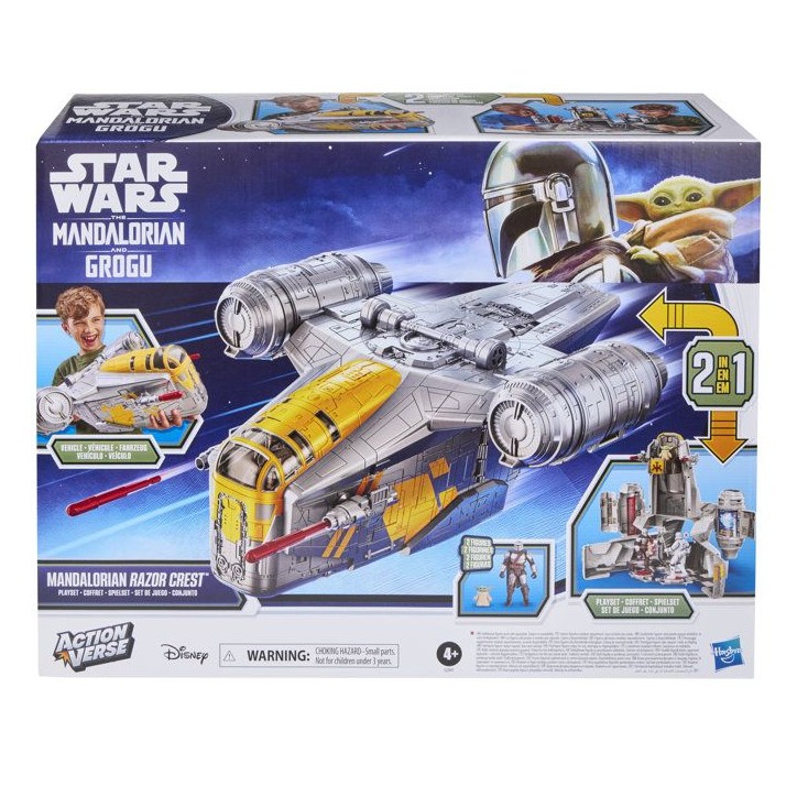 Véhicule Mandalorian Razor Crest et coffret 2-en-1 de 35 cm et figurines Mandalorien et Grogu, jouets pour enfants, des 4 ans Véhicule Mandalorian Razor Crest et coffret 2-en-1 de 35 cm et figurines Mandalorien et Grogu, jouets pour enfants, des 4 ans