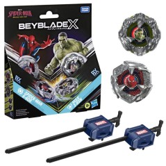 Beyblade X et Marvel, Spider-Man 6-60R contre Hulk 3-85N, 2 toupies d