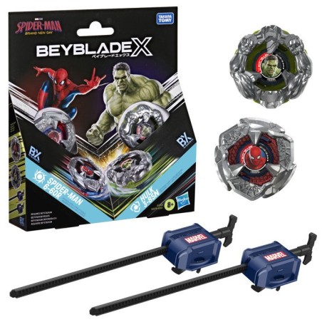 Beyblade X et Marvel, Spider-Man 6-60R contre Hulk 3-85N, 2 toupies d