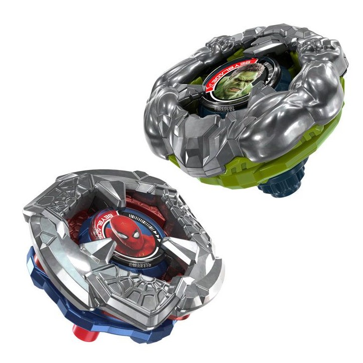 Beyblade X et Marvel, Spider-Man 6-60R contre Hulk 3-85N, 2 toupies de compétition Takara Tomy, 2 lanceurs, des 8 ans