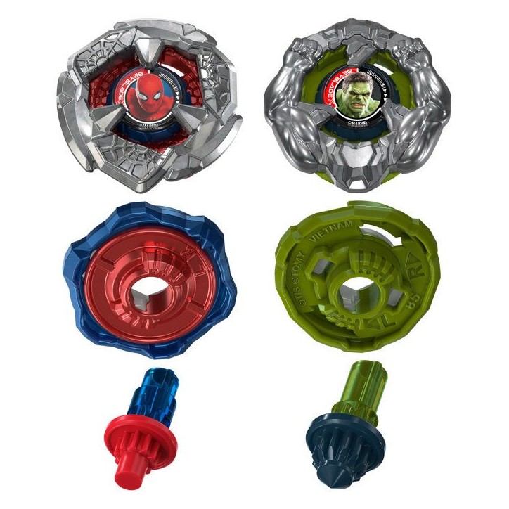 Beyblade X et Marvel, Spider-Man 6-60R contre Hulk 3-85N, 2 toupies de compétition Takara Tomy, 2 lanceurs, des 8 ans