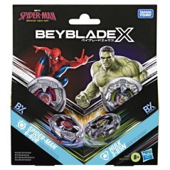 Beyblade X et Marvel, Spider-Man 6-60R contre Hulk 3-85N, 2 toupies d