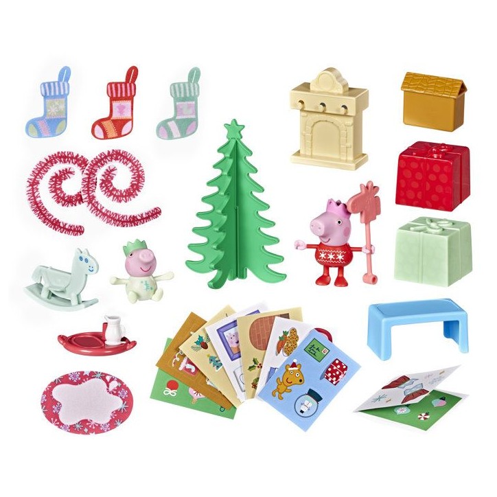 Peppa Pig Calendrier de l'Avent de Peppa et Evie, compte a rebours festif avec 24 surprises, inclut 2 figurines, jouets présc Peppa Pig Calendrier de l'Avent de Peppa et Evie, compte a rebours festif avec 24 surprises, inclut 2 figurines, jouets présc
