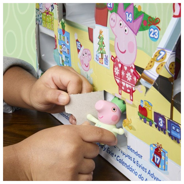 Peppa Pig Calendrier de l'Avent de Peppa et Evie, compte a rebours festif avec 24 surprises, inclut 2 figurines, jouets présc Peppa Pig Calendrier de l'Avent de Peppa et Evie, compte a rebours festif avec 24 surprises, inclut 2 figurines, jouets présc