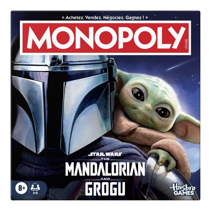 Monopoly The Mandalorian and Grogu, jeu de plateau, inspiré du film, jeu familial pour enfants et adultes, 2 a 6 joueurs, des