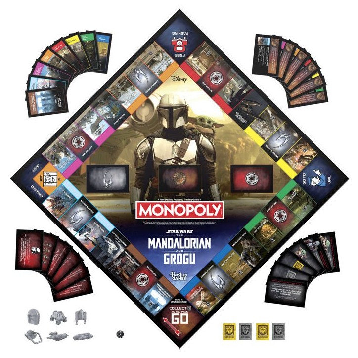 Monopoly The Mandalorian and Grogu, jeu de plateau, inspiré du film, jeu familial pour enfants et adultes, 2 a 6 joueurs, des