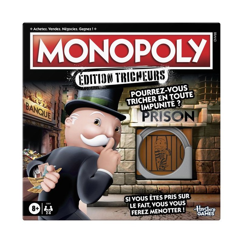 Monopoly : édition Tricheurs, jeu de plateau familial amusant pour e