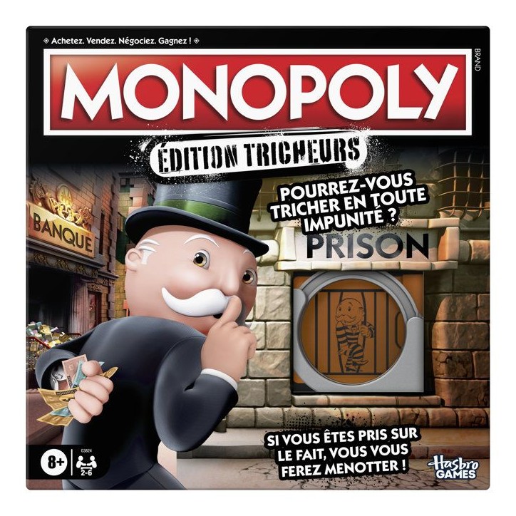 Monopoly : édition Tricheurs, jeu de plateau familial amusant pour enfants ados et adultes, 2 a 6 joueurs, a partir de 8 ans