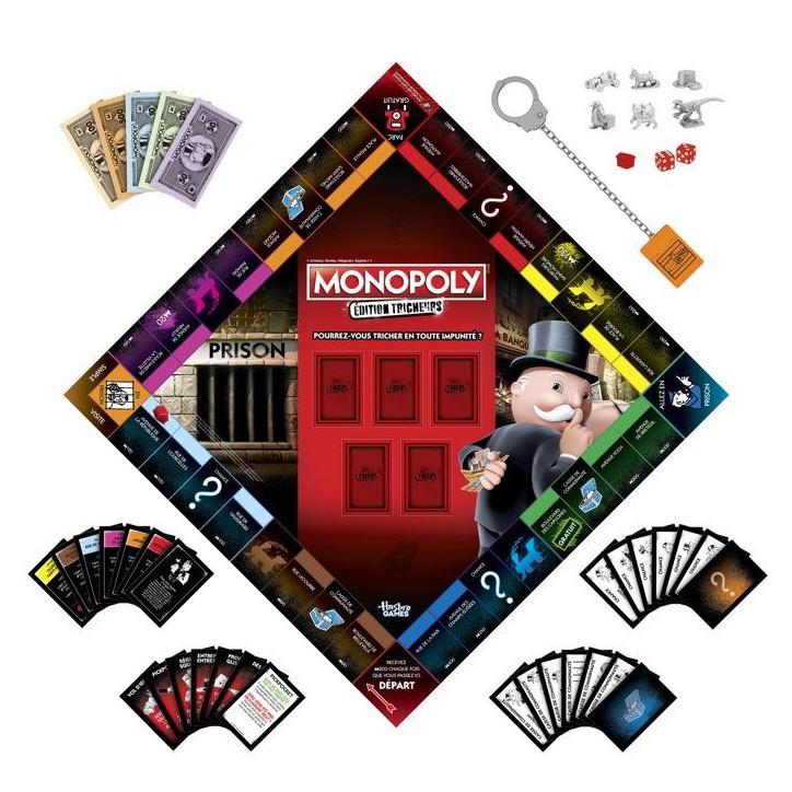 Monopoly : édition Tricheurs, jeu de plateau familial amusant pour enfants ados et adultes, 2 a 6 joueurs, a partir de 8 ans