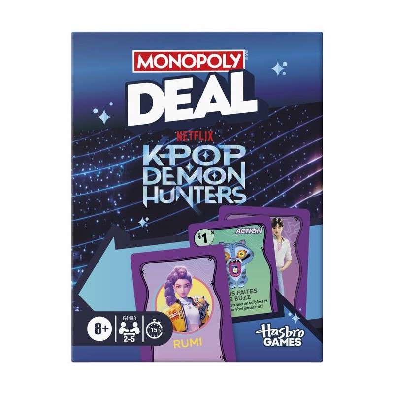 Monopoly Deal : KPop Demon Hunters, jeu de cartes familial pour enfan