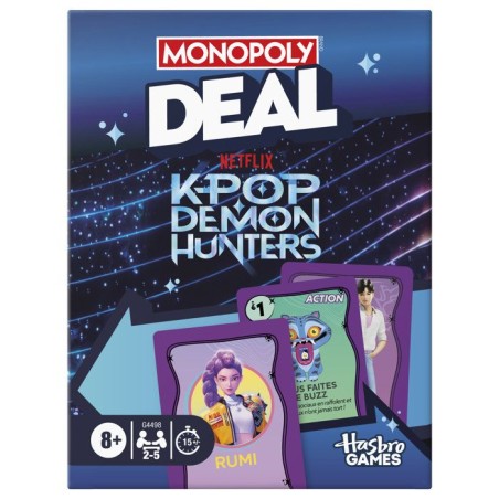 Monopoly Deal : KPop Demon Hunters, jeu de cartes familial pour enfan