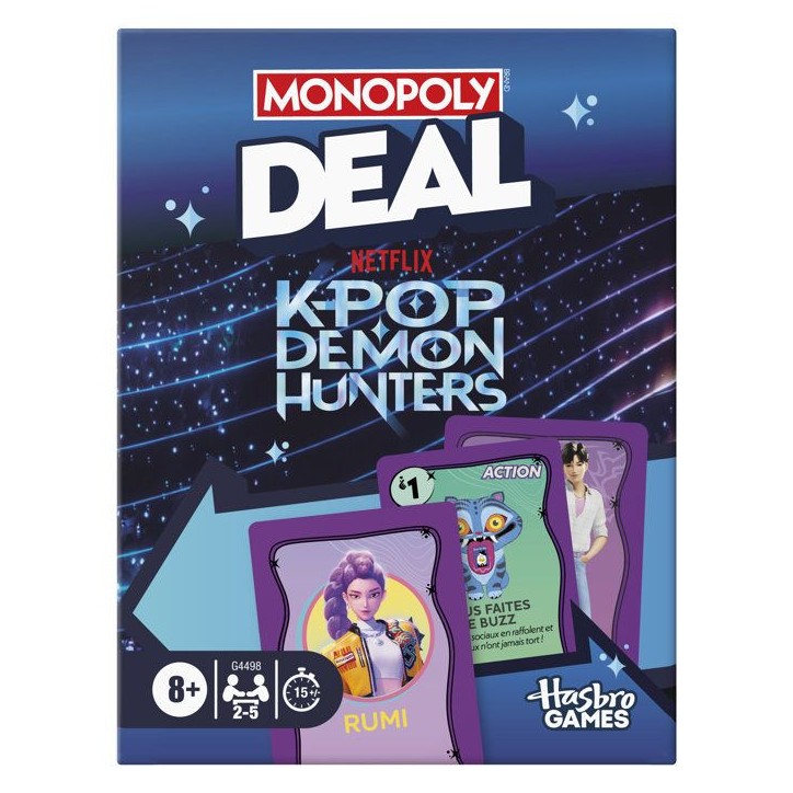 Monopoly Deal : KPop Demon Hunters, jeu de cartes familial pour enfants, préados, ados et adultes - 2 a 5 joueurs - 15 min. Monopoly Deal : KPop Demon Hunters, jeu de cartes familial pour enfants, préados, ados et adultes - 2 a 5 joueurs - 15 min.