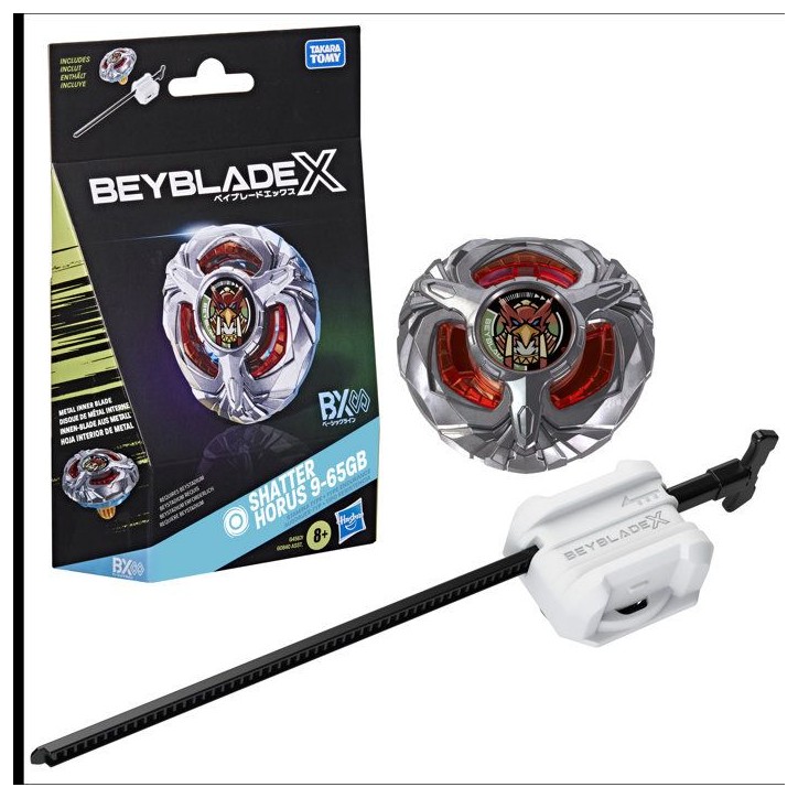 Beyblade X Starter Pack Shatter Horus 9-65GB BX Infinity, toupie de type endurance avec lanceur, toupies de compétition, des 8
