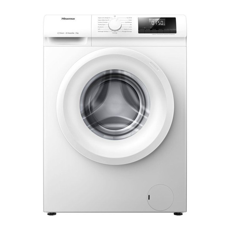 Lave-linge hublot HISENSE WFLE8014EVM - 8 kg - Induction - 1400 trs/mi