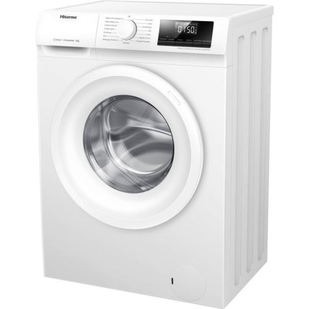 Lave-linge hublot HISENSE WFLE8014EVM - 8 kg - Induction - 1400 trs/min - Classe A - Vapeur - Quick wash - Blanc
