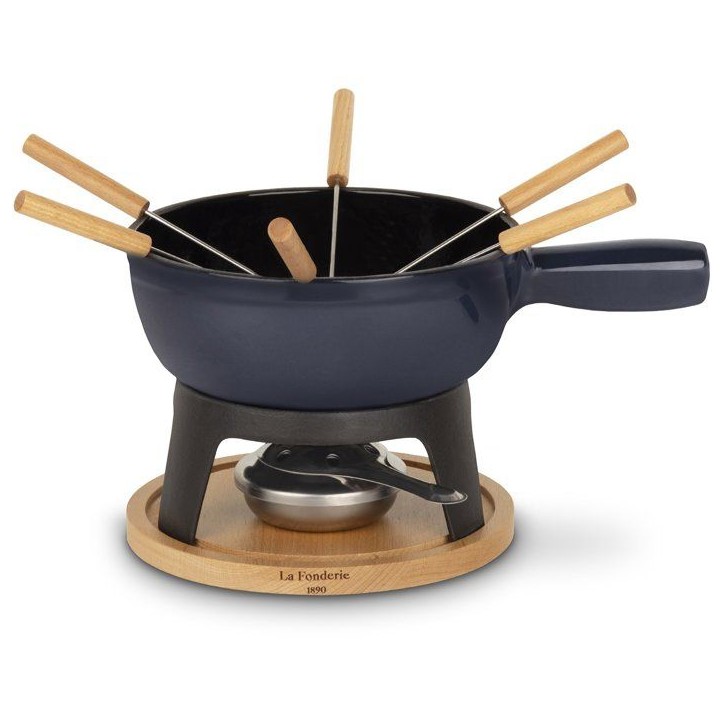 Fondue en fonte émaillée - LA FONDERIE 1890 - MONT JOUX - 1,8 L - 6 personnes - Bleu