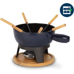 Fondue en fonte émaillée - LA FONDERIE 1890 - MONT JOUX - 1,8 L - 6 personnes - Bleu