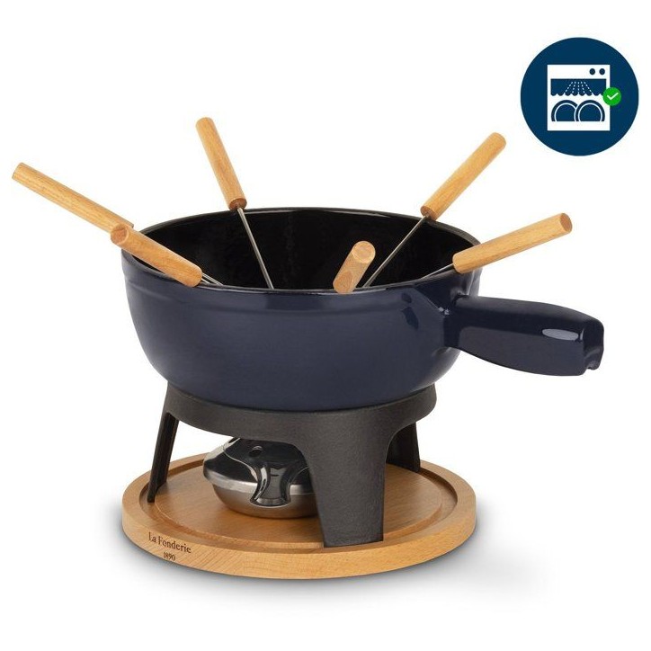 Fondue en fonte émaillée - LA FONDERIE 1890 - MONT JOUX - 1,8 L - 6 personnes - Bleu