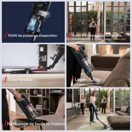 Aspirateur balai sans fil - HOOVER HF1M10HX - 70 AW - Autonomie 50 min - Tube flexible