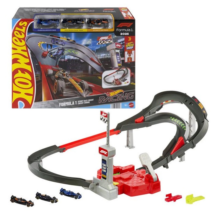 Coffret circuit - HOT WHEELS - Circuit Course F1 - 3 véhicules 1/64 inclus - Modes infini et course - Des 5 ans Coffret circuit - HOT WHEELS - Circuit Course F1 - 3 véhicules 1/64 inclus - Modes infini et course - Des 5 ans