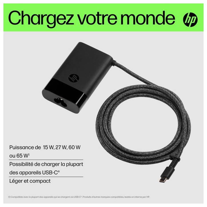 Chargeur pour ordinateur portable HP USB-C 65 W