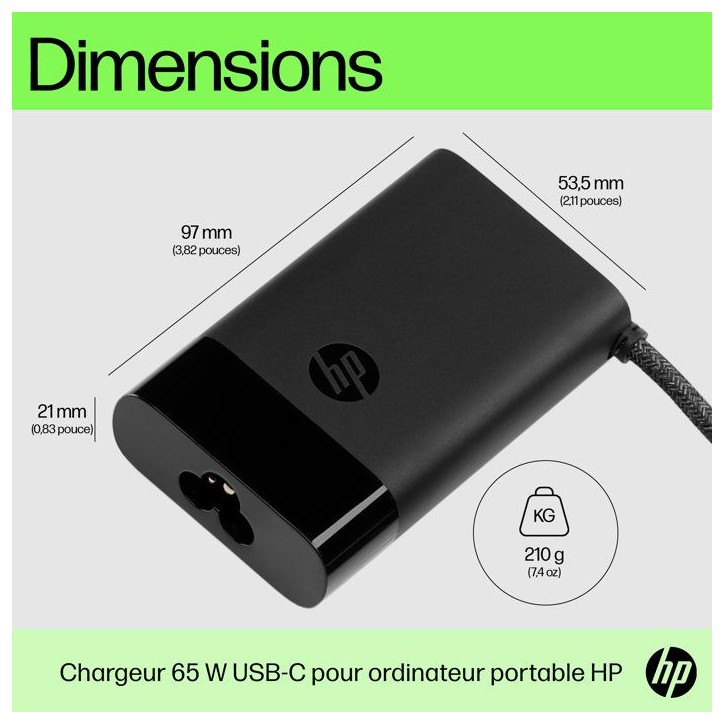 Chargeur pour ordinateur portable HP USB-C 65 W